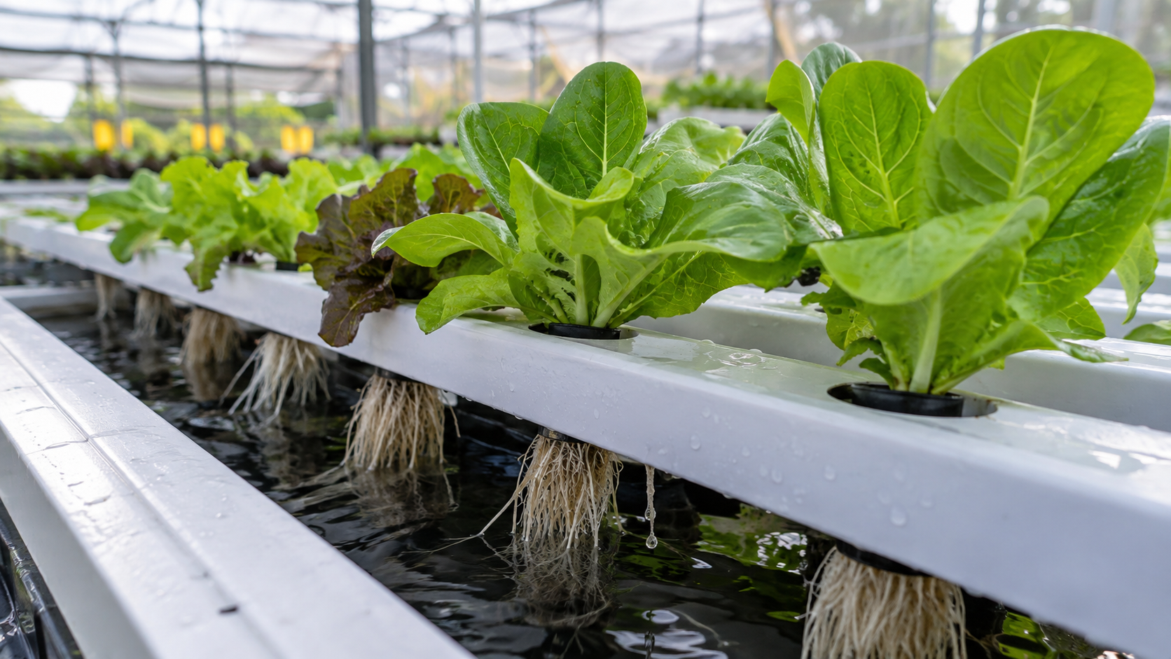 Cultivo de lechugas mediante hidroponía NFT