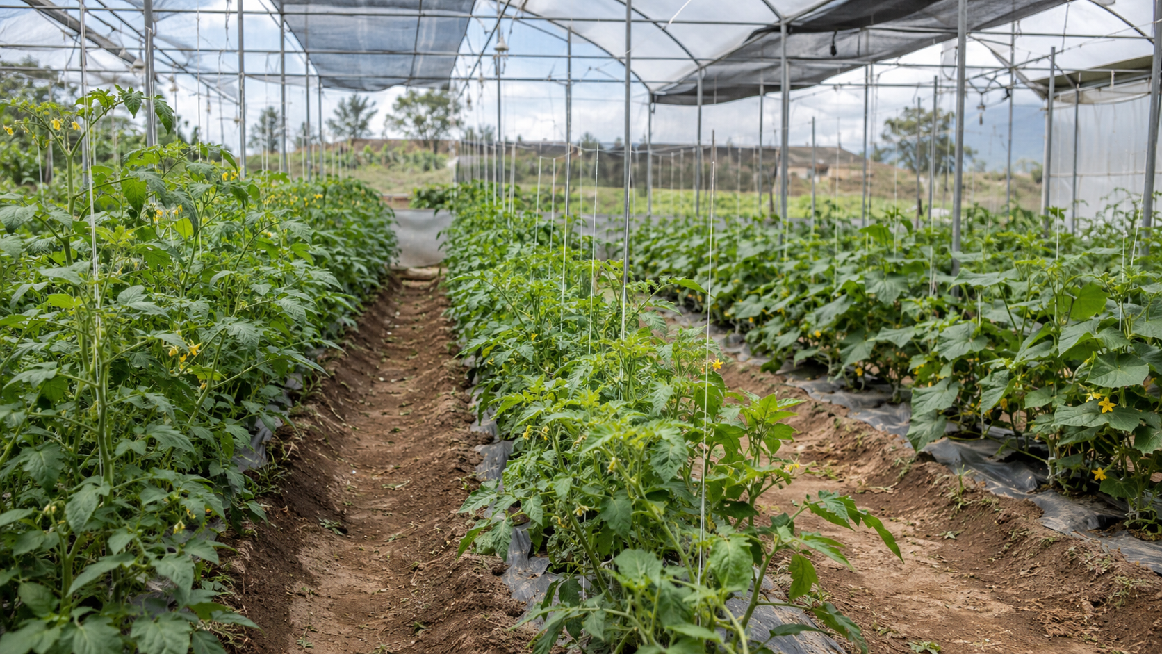 Producción de hortalizas dentro de un invernadero