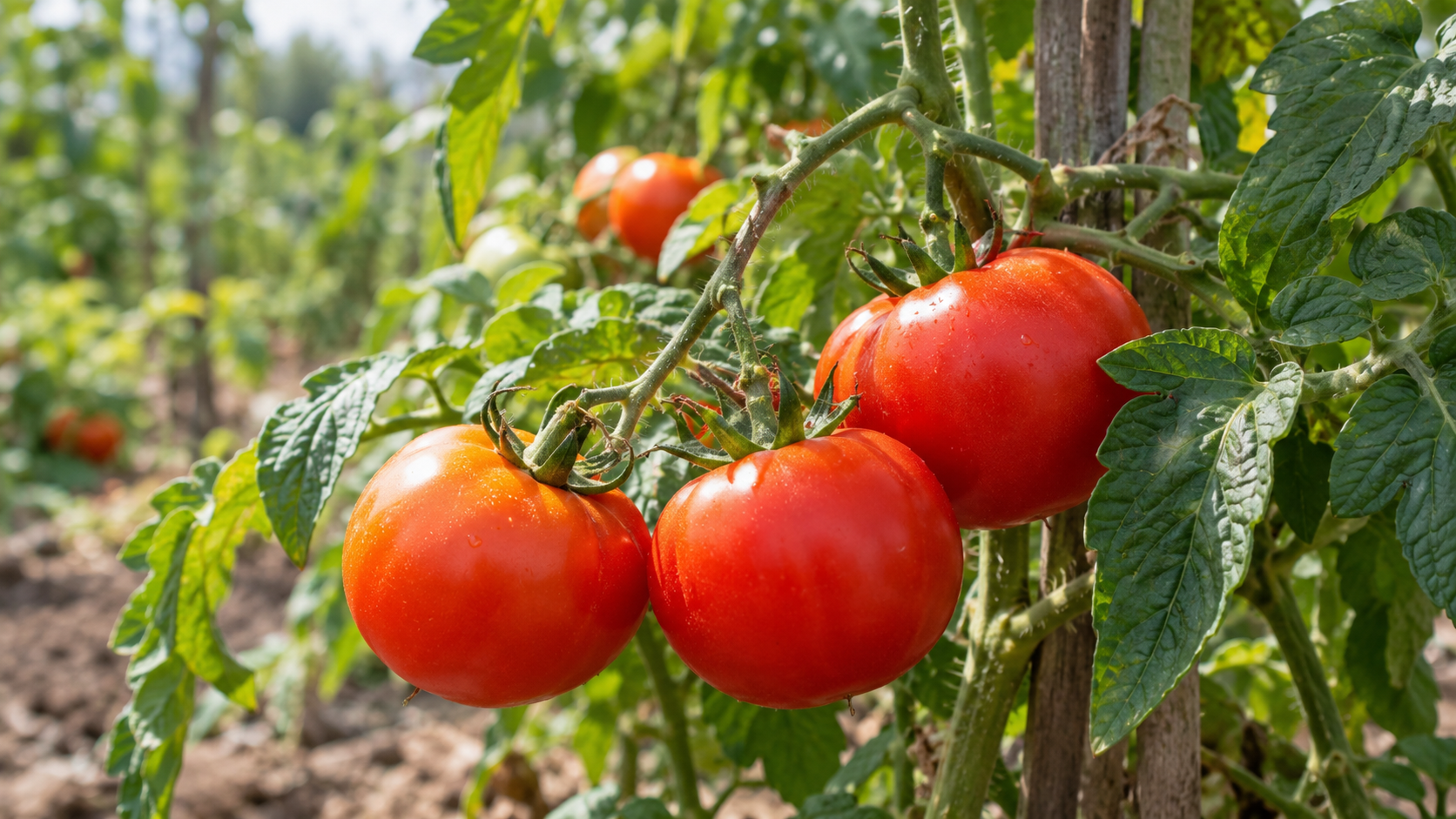 Tomates maduros creciendo en la planta